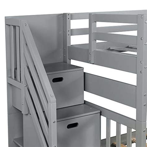 Harper And Bright Designs Stairway Twin Over Twin Full Bunk Bed With Twin Size Trundle And Drawers