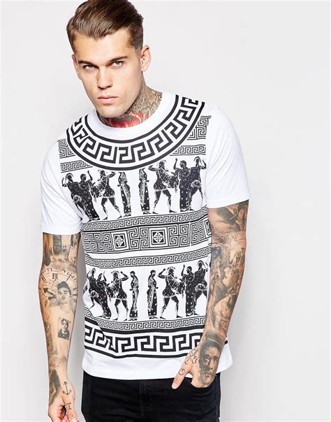 Asos Longline T Shirt With Aztec Print In Relaxed Skater Fit In White