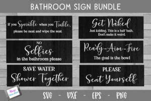 Bathroom Sign Bundle - 6 Bathroom SVG Designs | Bathroom signs, Be