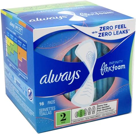 Always Pads Size 2 Infinity With Flex Foam 14 Count Heavy Flow 2 Pack