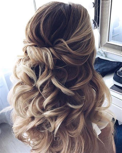 Bridesmaid hairstyles for long hair. Half Up Half Down Waves Hairstyle - Partial Updo Wedding ...