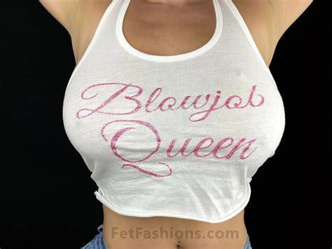 Blowjob Queen Pink Cursive Glitter Crop Top Fetfashions