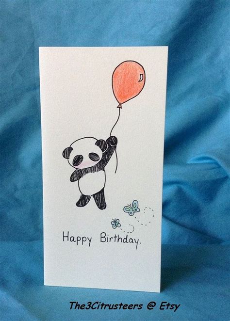 Hand drawn/ Handmade Adorable Panda Happy by The3Citrusteers, $3.50