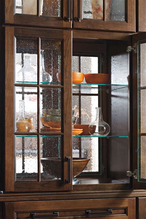 I Love Bubble Glass Cabinets With Glass Shelves Schrock Cabinetry Kitchen Cabinet Shelves