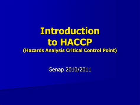 Introduction To Haccp Hazards Analysis Critical Control Point