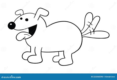 Cartoon Dog Is Happy And Wagging Its Tail Vector Illustration Stock