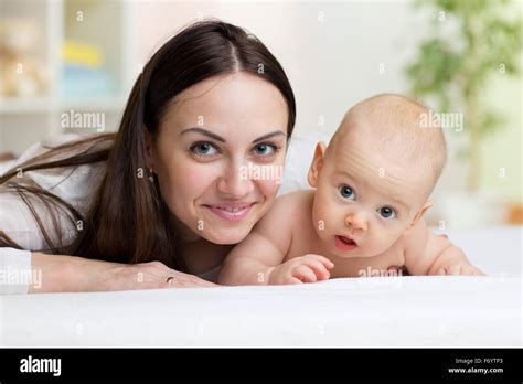 Portrait Of Happy Mother And Baby Stock Photo Alamy