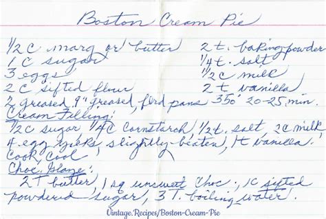 Boston Cream Pie Vintagerecipes