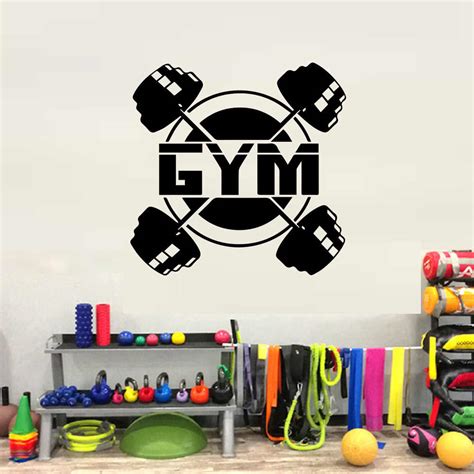 Gym Bodybuilding Wall Sticker Fitness Sports Club Logo Wall Decal Gym Decoration Bodybuilding
