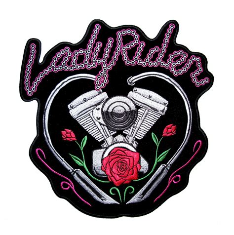 Lady Rider Chain Engine Embroidered Biker Patch Quality Biker Patches