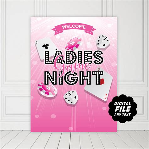 Ladies Game Night Party Backdrop Printable And Personalized Banner Any Text Game Night Party
