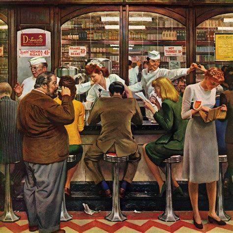 Lunch Counter By John Falter Painting On Canvas Saturday Evening