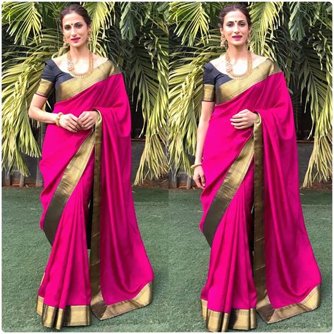 Shilpa Reddy Silk Kanchipuram Sari Saree Blouse Sari Indian Outfits Indian Clothes Pink Silk