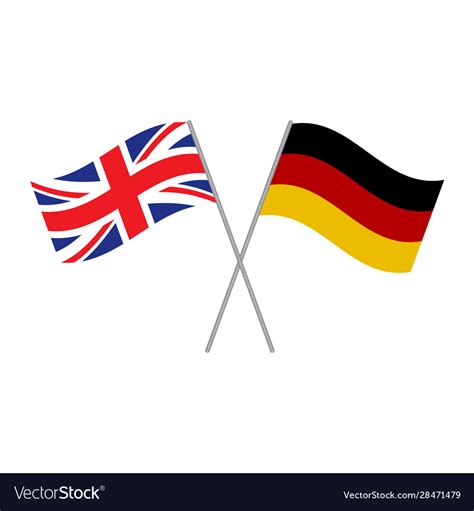 German And British Flags Isolated On White Vector Image