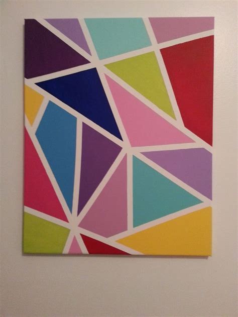 Colorful Canvas Made With Masking Tape And Acrylic Paint Canvas