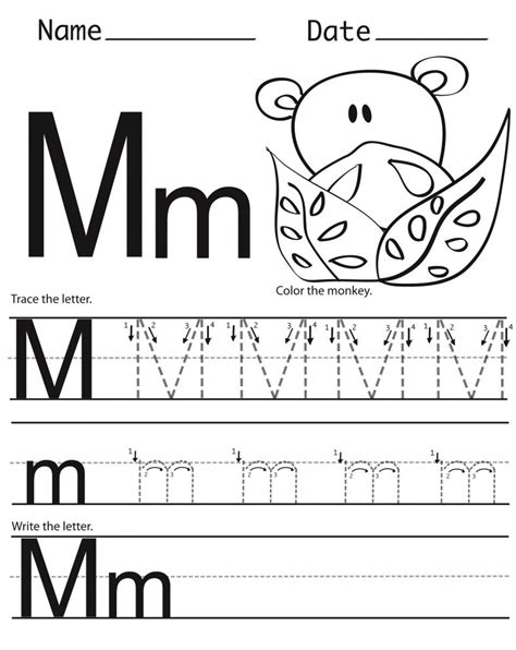 M Worksheet For Kindergarten