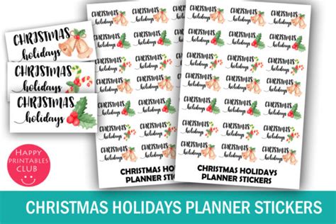 Christmas Holidays Planner Stickers Graphic By Happy Printables Club
