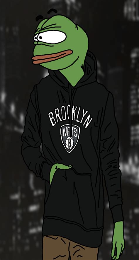 Pepe Wearing Brooklyn Nets Hoodie Rpepethefrog
