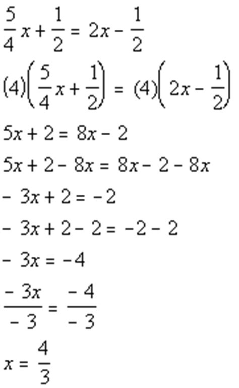 The other way is to think of a fraction as separate operations, where the. solving linear equations with decimals