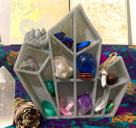 Crystal Shelf With Iridescent Crystal Cluster Etsy