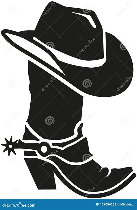 Cowboy Boot Illustration Cowgirl Boot Heels Vector Silhouette