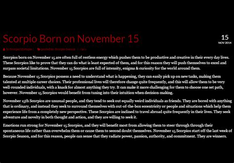 The zodiac sign of november 14, 2020 is scorpio (scorpio). Scorpio Zodiac Personality Traits by Birthday | Zodiac ...