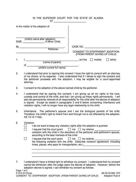Child Adoption Form Pdf Fill And Sign Printable Template Online