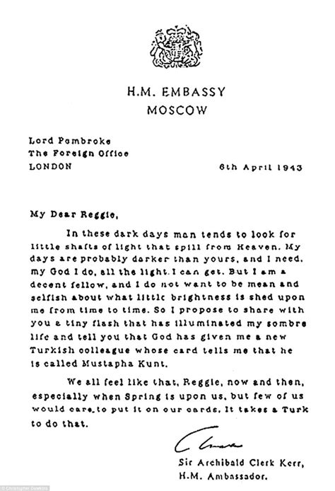 A Letter From Then British Ambassador Sir Archibald Clark Kerr To
