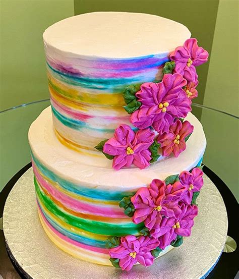 Tropical Flower Tiered Cake Classy Girl Cupcakes