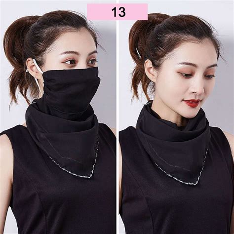 Face Cover Scarf Breathable Uv Protection With Adjustable Ear Rope For