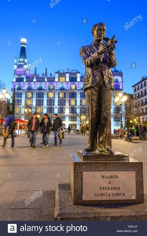 Statue Of The Poet Federico Garcia Lorca In The Plaza De Santa Ana With