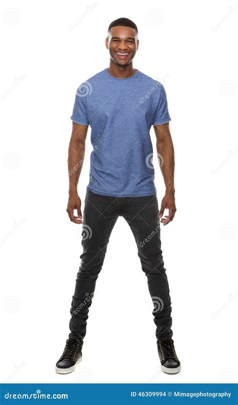 Full Body Portrait Of A Handsome Young Man Smiling Stock Photo Image