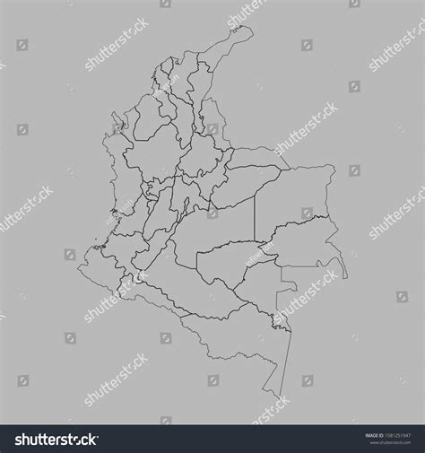 Colombia Political Map Outline Vector Gray เวกเตอร์สต็อก ปลอดค่า