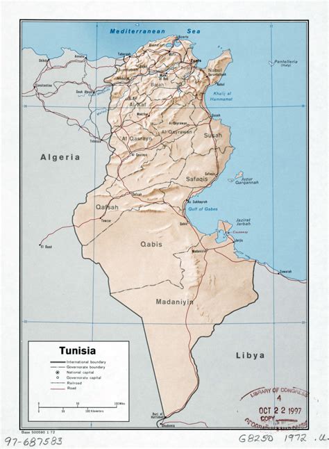 Large Detailed Political And Administrative Map Of Tunisia With Relief 459