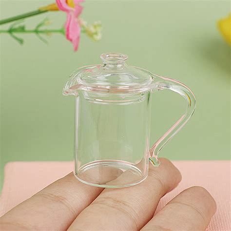 1 قطعة دمية شفافة مصغرة فنجان شاي إبريق الشاي كوب غلاية كأس الزجاج نموذج دمية ديكور المنزل لعبة