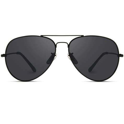 Maxwell Full Black Polarized Classic Metal Frame Aviator Sunglasses Black Aviator Sunglasses