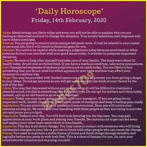 14th february 2020 daily horoscope revive zone