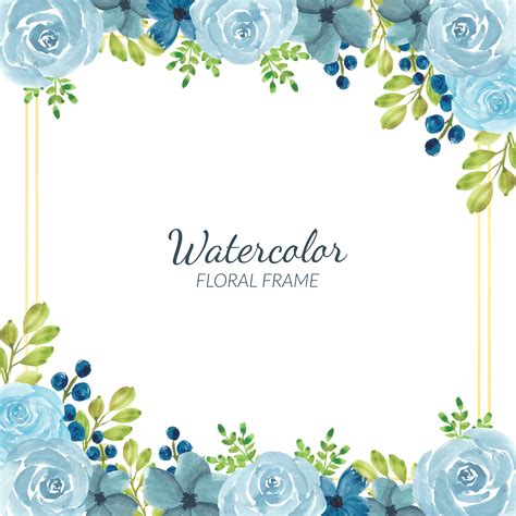 decoração de moldura floral azul aquarela Vetor no Vecteezy