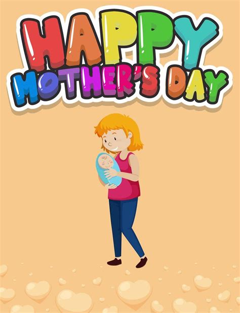 Happy Mother Day Poster Design With Mom And Kid 1500541 Vector Art At