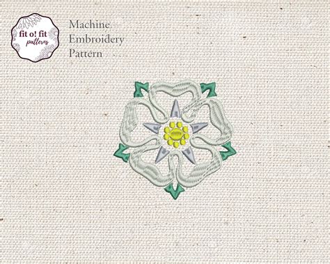 White Rose Embroidery Design Scottish Jacobite Rose Embroidery Pattern