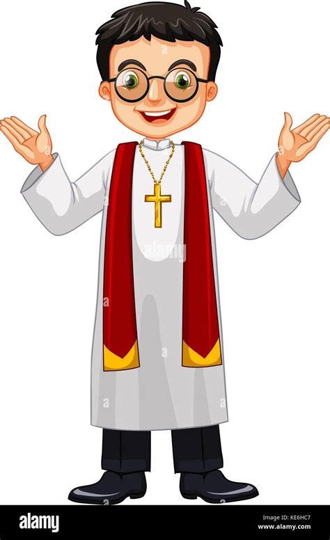Priest Wearing Glasses And Cross Illustration Stock Vector Image And Art