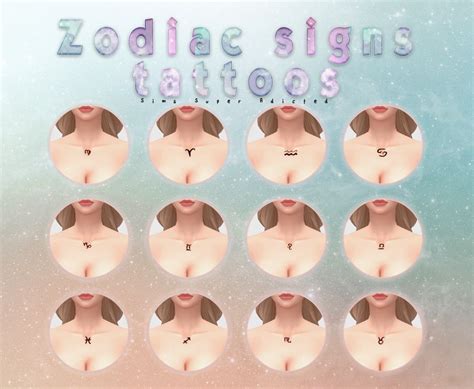 Heyyy I Made Zodiac Tattoos Hope You Like It Sims Sims 4 Anime
