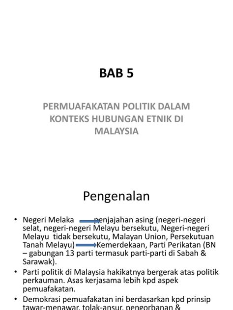 Filed under perlembagaan malaysia | leave a comment. Bab 5 Permuafakatan Politik Dalam Konteks Hubungan Etnik ...
