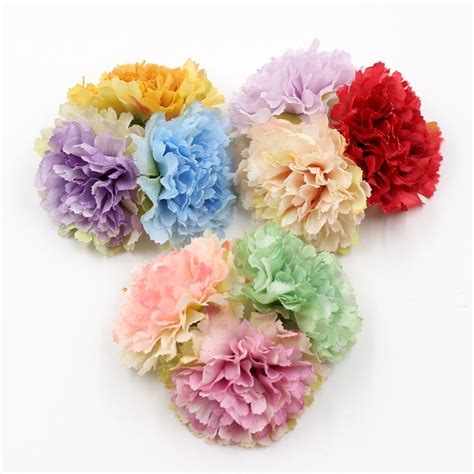 10pcs lot artificial flower 5cm silk carnation flower head handmade diy wedding home decoration