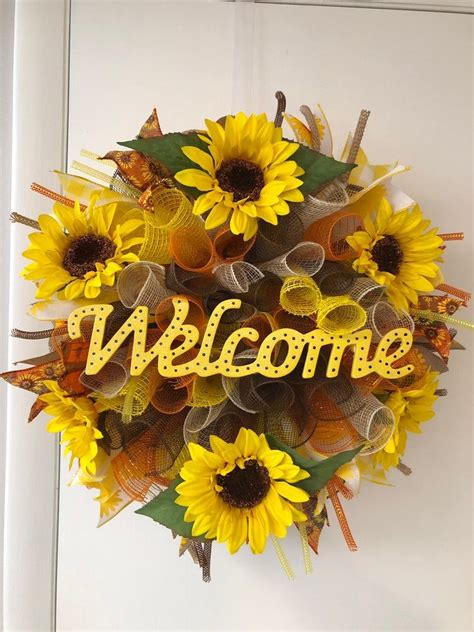 Sunflower Fall Wreath Etsy In 2020 Fall Wreath Sunflower Wreath