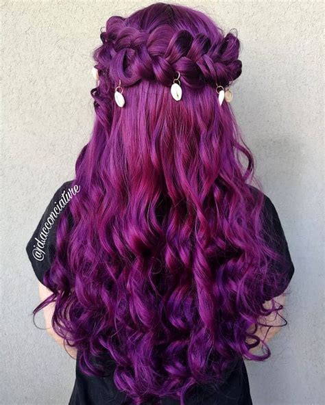 Dark Purple Hair Wavy Wig Waist Length Wig Elegant Hairstyles Pretty Hairstyles Purple Hair