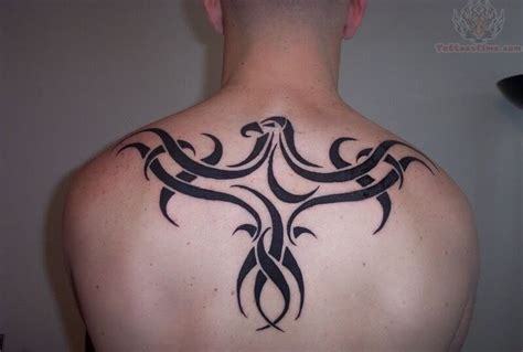 Tribal Raven Tattoo On Men Upperback Upper Back Tattoos