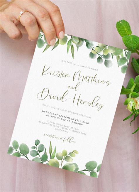 Greenery wedding invitation set, eucalyptus wedding invitation, greenery wedding invite, green and beige, greenery eucalyptus invite, aria simplydiypaperie 5 out of 5 stars (264) sale price $10.19 $ 10.19 $ 16.99 original price $16.99 (40% off. Download Printable Eucalyptus Greenery Wedding Invitation PDF