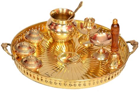 Buy E Handicrafts Brass Pooja Thali Set Gold Online At Low Prices In