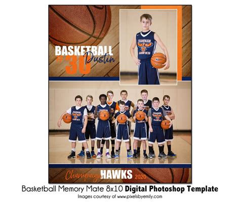 Basketball Mm27 8x10 Memory Mate Digital Photoshop Template Etsy